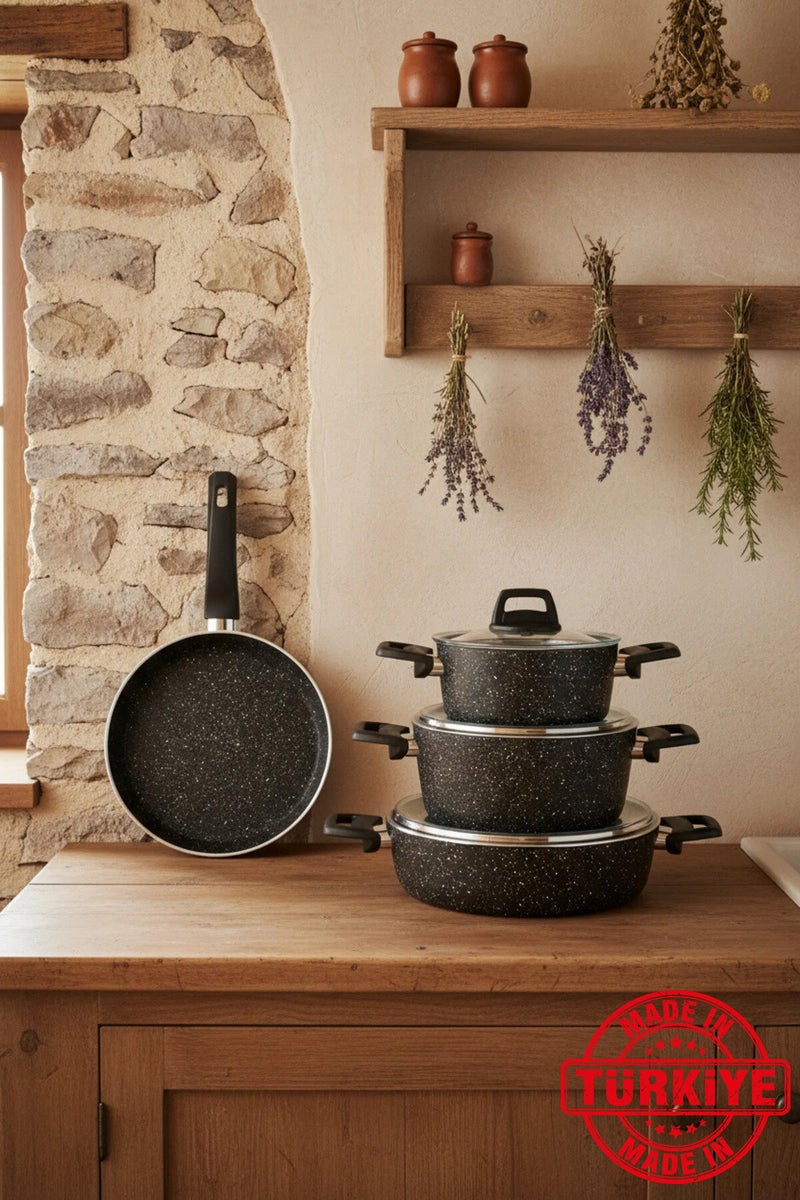 Bernardo Vormi 7 Piece Cookware Set Black (Made in Turkey) - Image 1